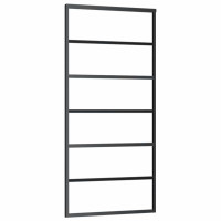 Produktbild för Skjutdörr med beslag svart 90x205 cm ESG-glas