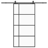 Produktbild för Skjutdörr med beslag svart 102,5x205 cm ESG-glas