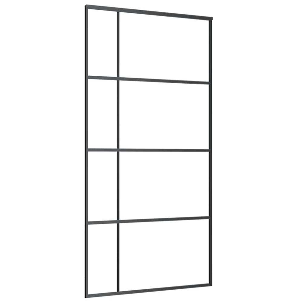 Produktbild för Skjutdörr med beslag svart 102,5x205 cm ESG-glas