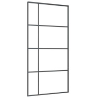 Produktbild för Skjutdörr med beslag svart 102,5x205 cm ESG-glas