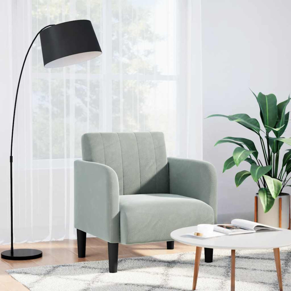 Produktbild för Soffstol med armstöd ljusgrå 54 cm sammet