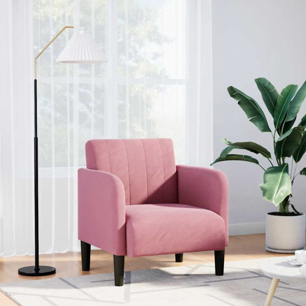 Produktbild för Soffstol med armstöd rosa 54 cm sammet