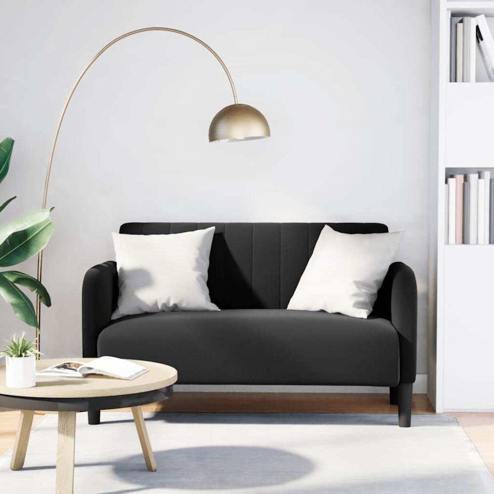 Produktbild för Loveseat soffa svart 109 cm sammet