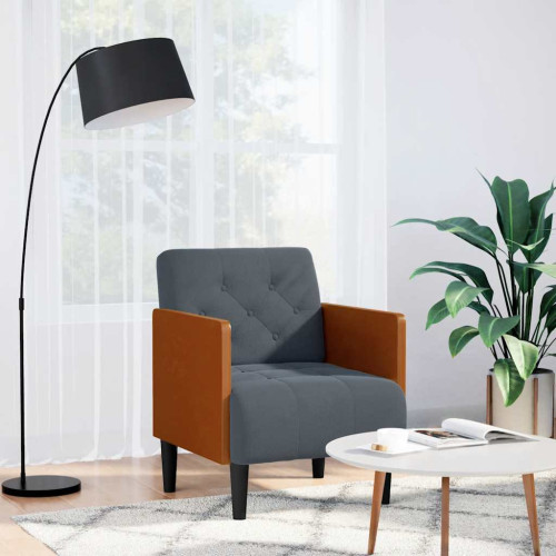 vidaXL Soffstol med armstöd mörkgrå 55 cm sammet