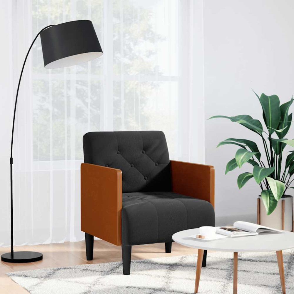 Produktbild för Soffstol med armstöd svart 55 cm sammet
