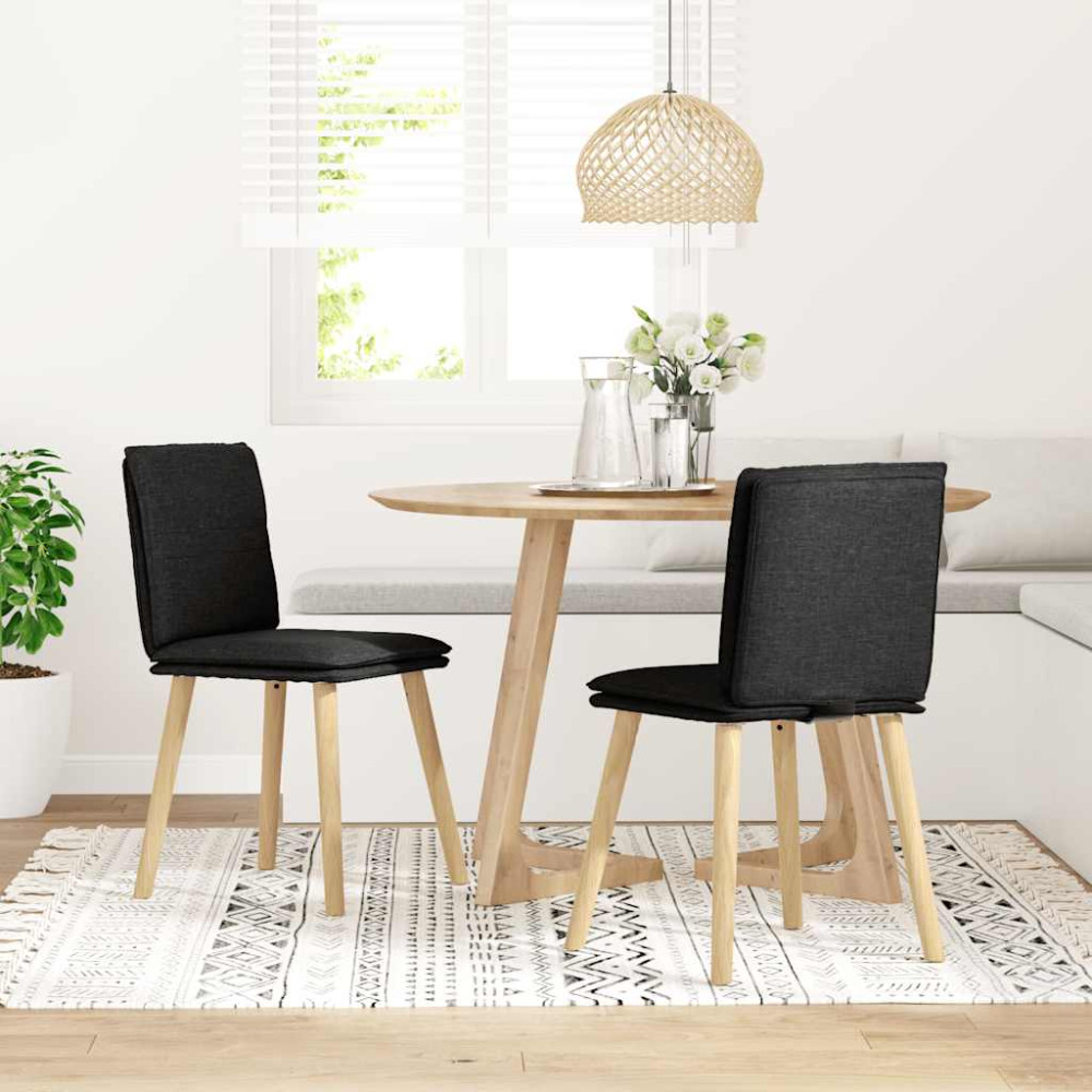 Produktbild för Matstolar 2 st svart tyg