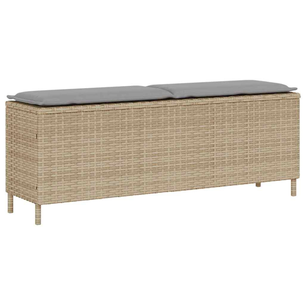 Produktbild för Trädgårdsbänk med dyna beige 110x30x40,5 cm konstrotting