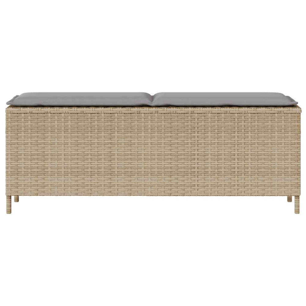 Produktbild för Trädgårdsbänk med dyna beige 110x30x40,5 cm konstrotting