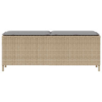 Produktbild för Trädgårdsbänk med dyna beige 110x30x40,5 cm konstrotting
