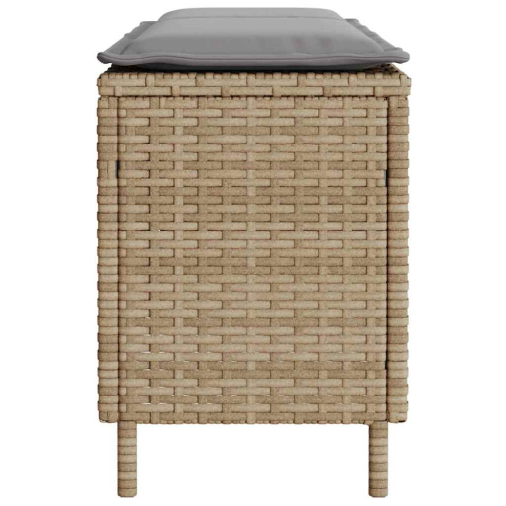Produktbild för Trädgårdsbänk med dyna beige 110x30x40,5 cm konstrotting