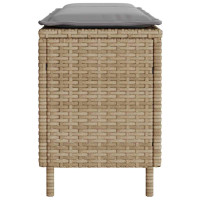 Produktbild för Trädgårdsbänk med dyna beige 110x30x40,5 cm konstrotting