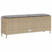 Produktbild för Trädgårdsbänk med dyna beige 110x30x40,5 cm konstrotting
