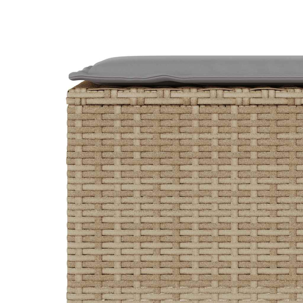 Produktbild för Trädgårdsbänk med dyna beige 110x30x40,5 cm konstrotting