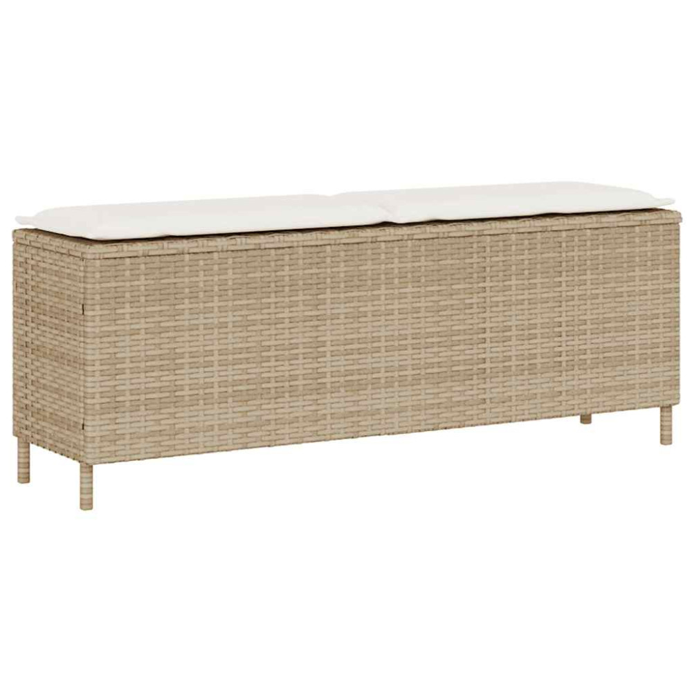 Produktbild för Trädgårdsbänk med dyna beige 110x30x40,5 cm konstrotting