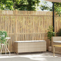 Produktbild för Trädgårdsbänk med dyna beige 110x30x40,5 cm konstrotting