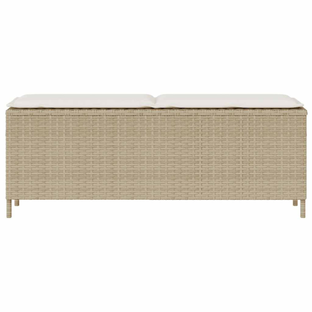 Produktbild för Trädgårdsbänk med dyna beige 110x30x40,5 cm konstrotting