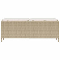 Produktbild för Trädgårdsbänk med dyna beige 110x30x40,5 cm konstrotting