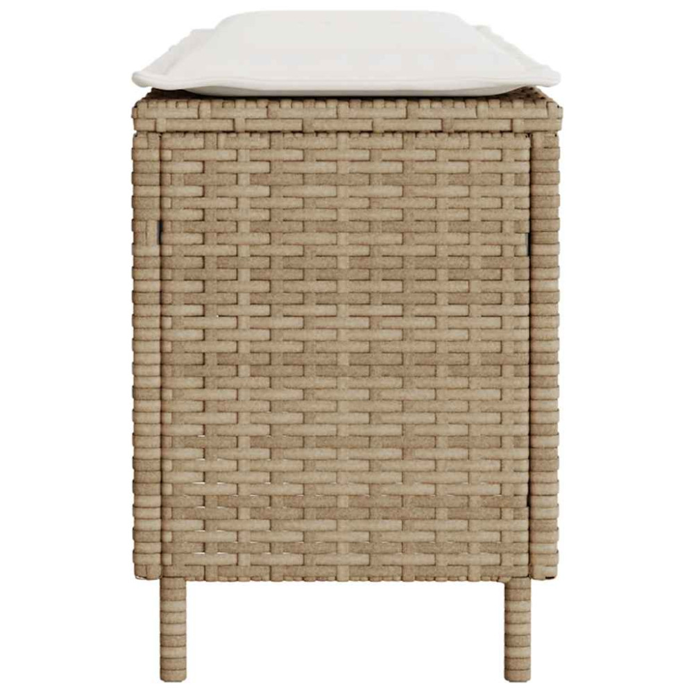 Produktbild för Trädgårdsbänk med dyna beige 110x30x40,5 cm konstrotting