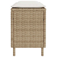 Produktbild för Trädgårdsbänk med dyna beige 110x30x40,5 cm konstrotting