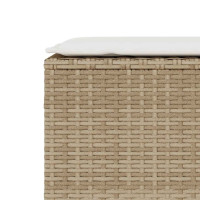 Produktbild för Trädgårdsbänk med dyna beige 110x30x40,5 cm konstrotting