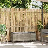 Produktbild för Trädgårdsbänk med dyna ljusgrå 110x30x40,5 cm konstrotting