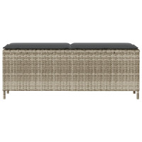 Produktbild för Trädgårdsbänk med dyna ljusgrå 110x30x40,5 cm konstrotting