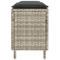 Produktbild för Trädgårdsbänk med dyna ljusgrå 110x30x40,5 cm konstrotting
