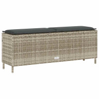 Produktbild för Trädgårdsbänk med dyna ljusgrå 110x30x40,5 cm konstrotting