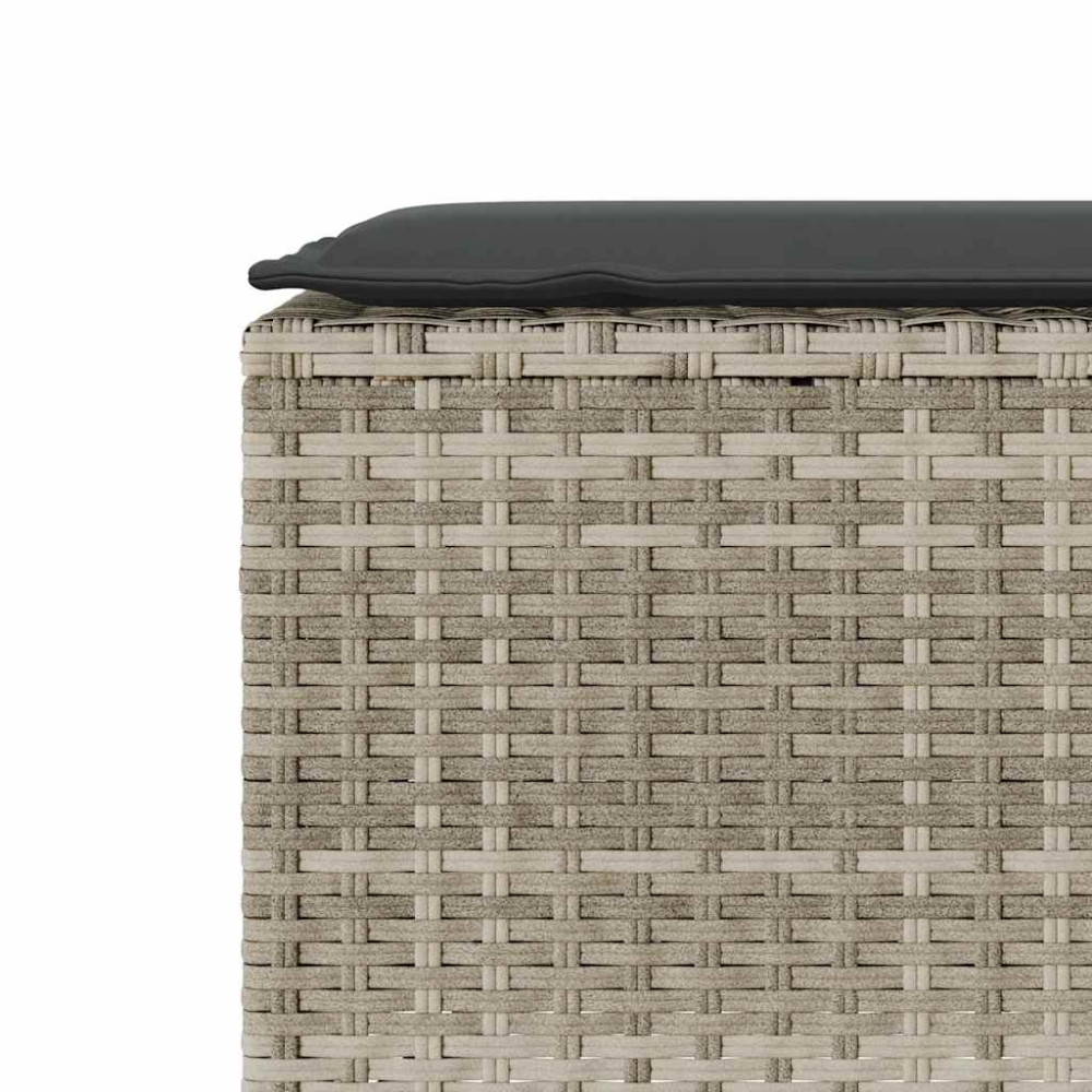 Produktbild för Trädgårdsbänk med dyna ljusgrå 110x30x40,5 cm konstrotting