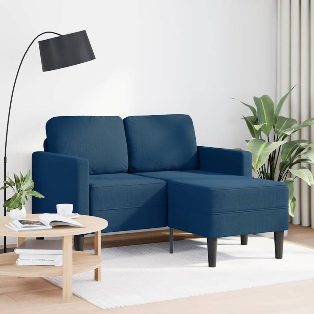 Produktbild för 2-sitssoffa med schäslong L-formad blå 125 cm tyg