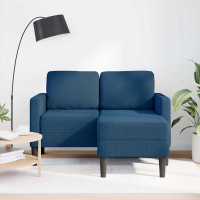 Produktbild för 2-sitssoffa med schäslong L-formad blå 125 cm tyg