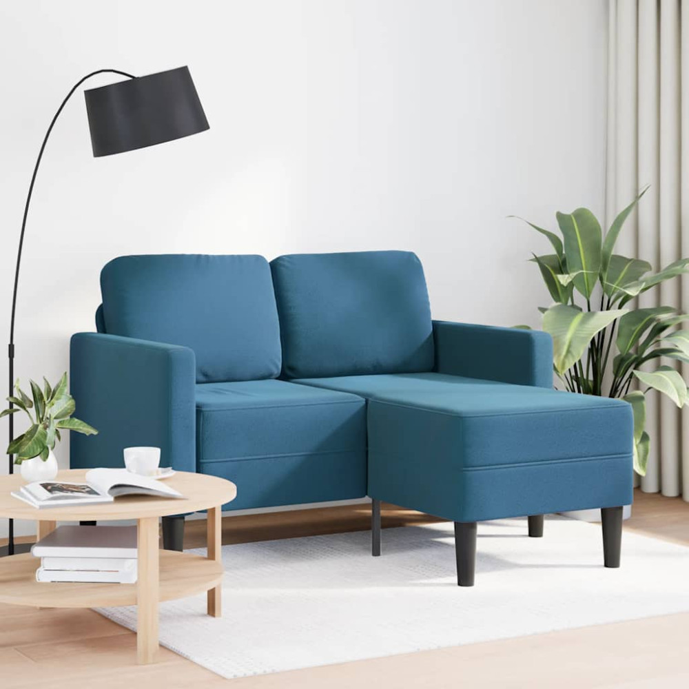 Produktbild för 2-sitssoffa med schäslong L-formad blå 125 cm sammet
