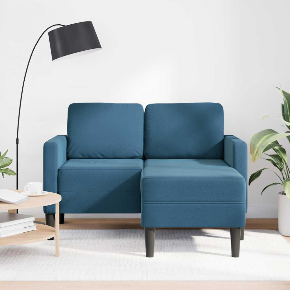 Produktbild för 2-sitssoffa med schäslong L-formad blå 125 cm sammet