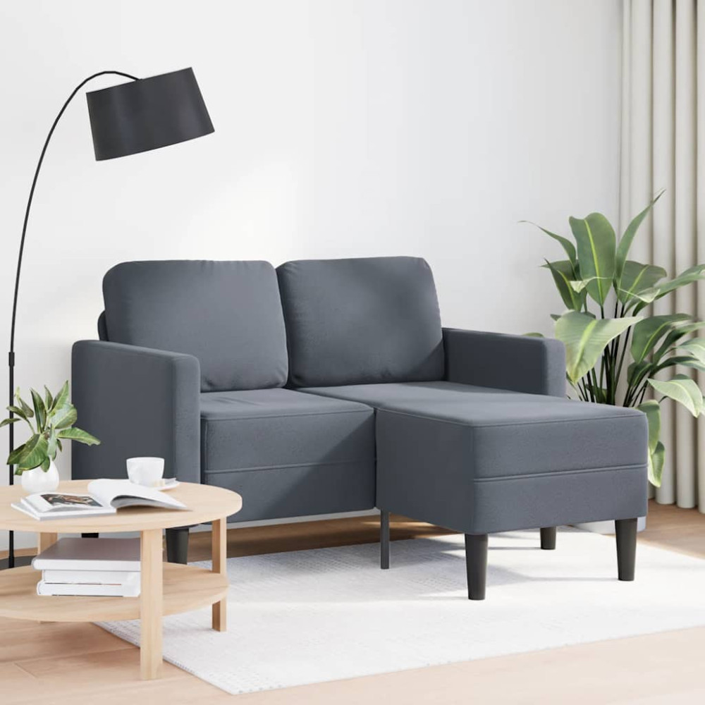 Produktbild för 2-sitssoffa med schäslong L-formad mörkgrå 125 cm sammet