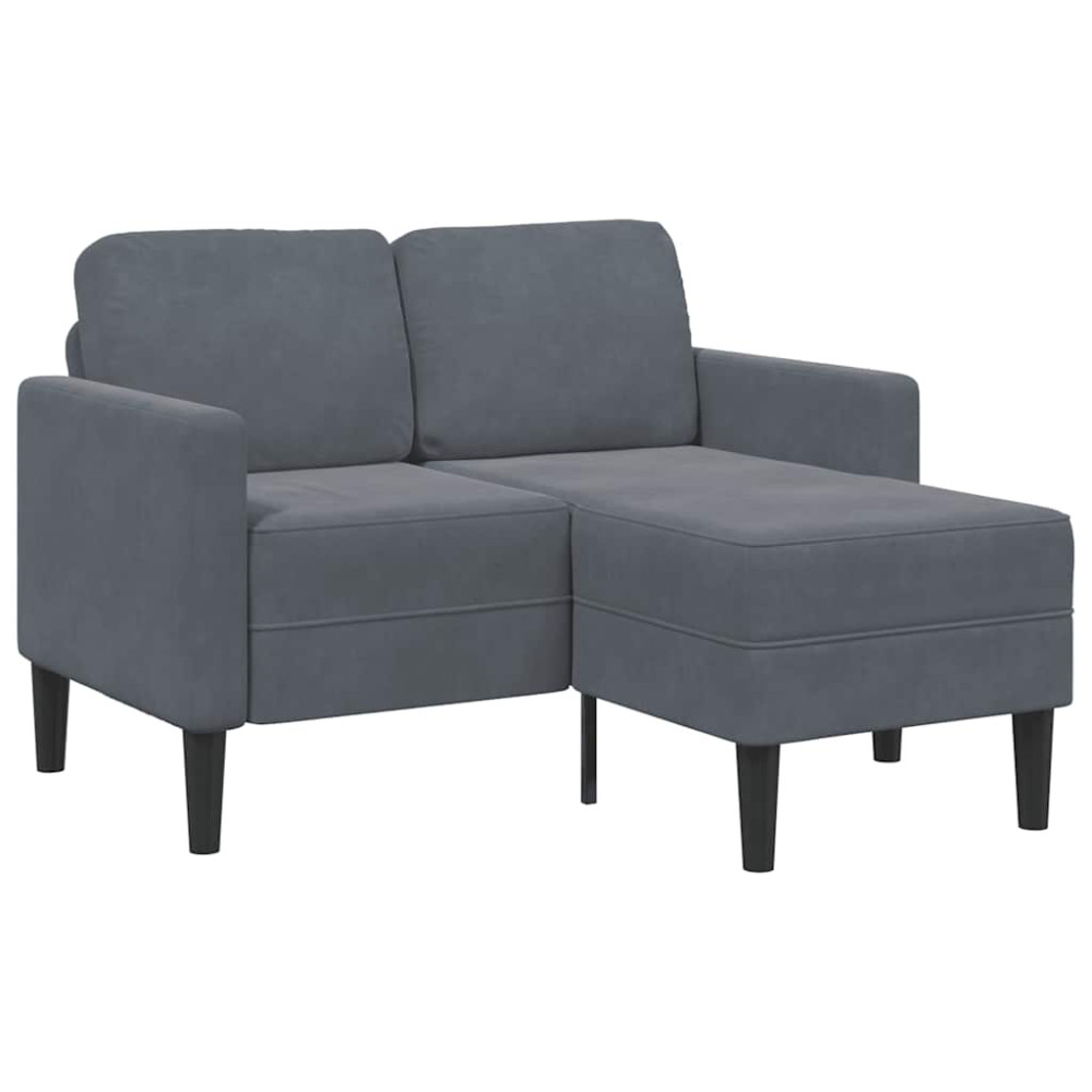 Produktbild för 2-sitssoffa med schäslong L-formad mörkgrå 125 cm sammet