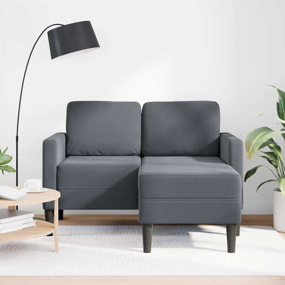 Produktbild för 2-sitssoffa med schäslong L-formad mörkgrå 125 cm sammet