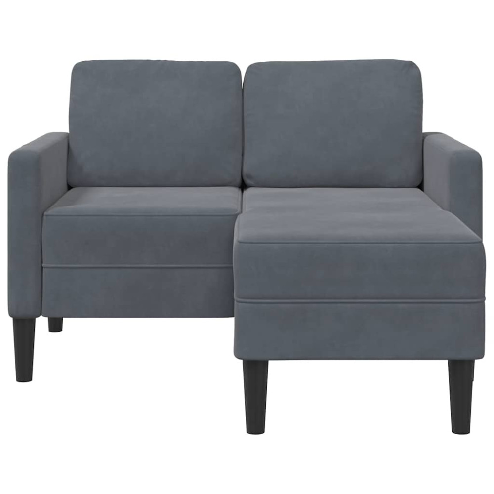 Produktbild för 2-sitssoffa med schäslong L-formad mörkgrå 125 cm sammet