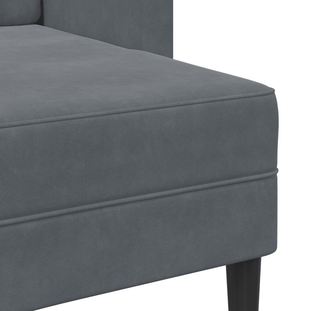 Produktbild för 2-sitssoffa med schäslong L-formad mörkgrå 125 cm sammet