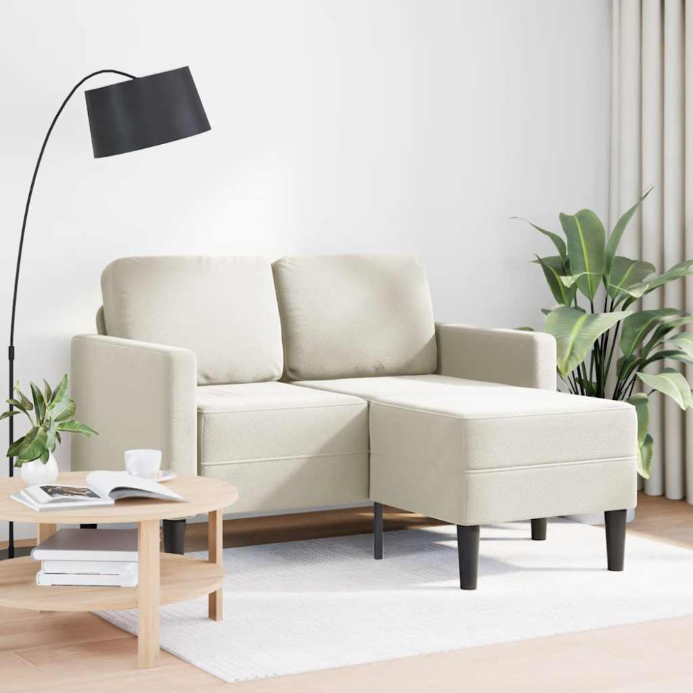 Produktbild för 2-sitssoffa med schäslong L-formad gräddvit 125 cm sammet