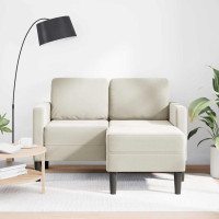 Produktbild för 2-sitssoffa med schäslong L-formad gräddvit 125 cm sammet