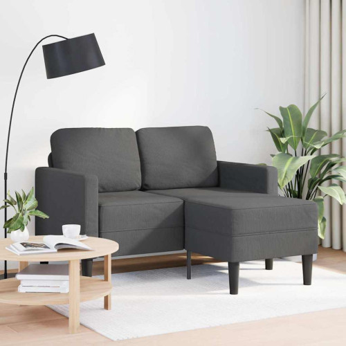 vidaXL 2-sitssoffa med schäslong L-formad mörkgrå 125 cm linne