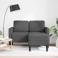 Produktbild för 2-sitssoffa med schäslong L-formad mörkgrå 125 cm linne