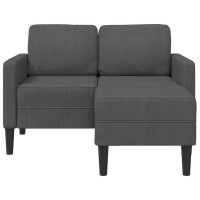 Produktbild för 2-sitssoffa med schäslong L-formad mörkgrå 125 cm linne