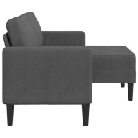 Produktbild för 2-sitssoffa med schäslong L-formad mörkgrå 125 cm linne