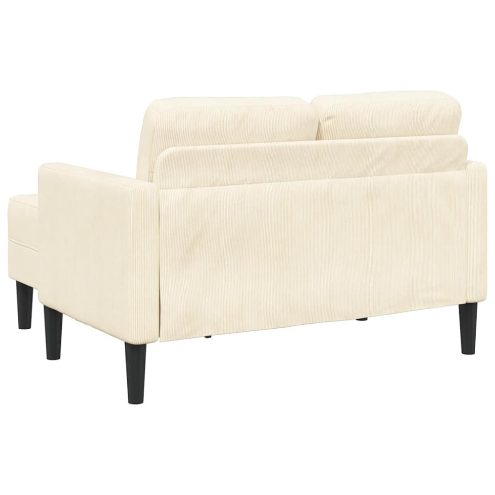 Produktbild för 2-sitssoffa med schäslong L-formad gräddvit 125 cm linne
