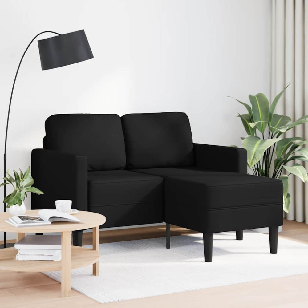 Produktbild för 2-sitssoffa med schäslong L-formad svart 125 cm konstläder