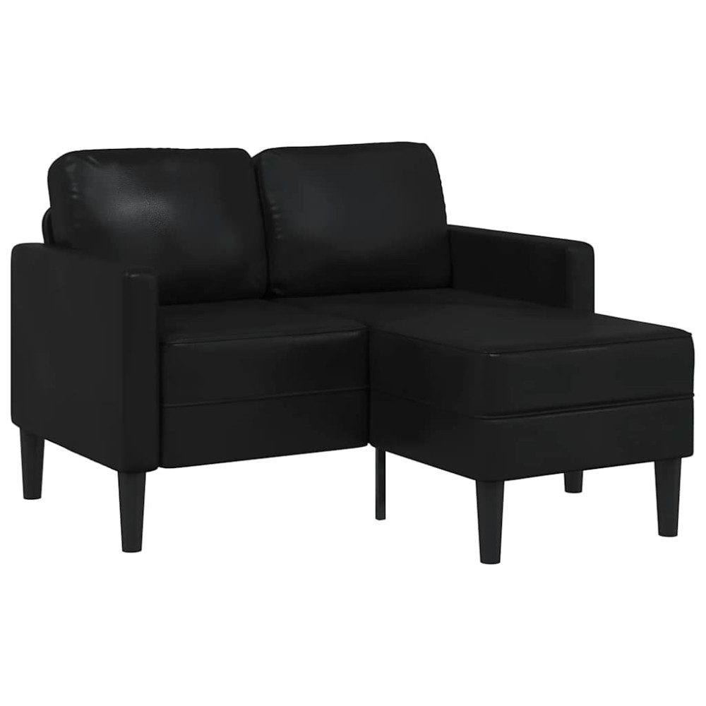 Produktbild för 2-sitssoffa med schäslong L-formad svart 125 cm konstläder