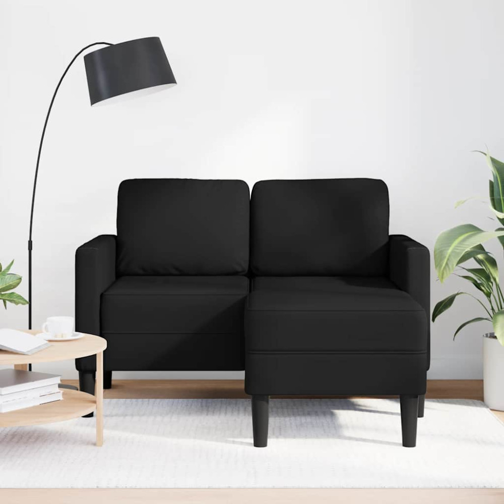 Produktbild för 2-sitssoffa med schäslong L-formad svart 125 cm konstläder
