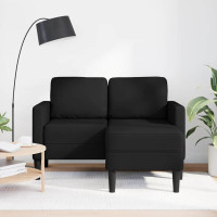 Produktbild för 2-sitssoffa med schäslong L-formad svart 125 cm konstläder