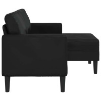 Produktbild för 2-sitssoffa med schäslong L-formad svart 125 cm konstläder